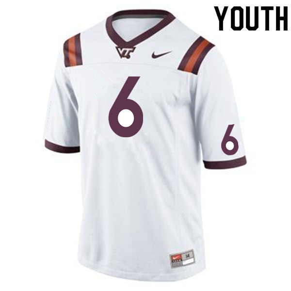 Youth #6 Raheem Blackshear Virginia Tech Hokies College Football Jerseys Sale-White - Click Image to Close